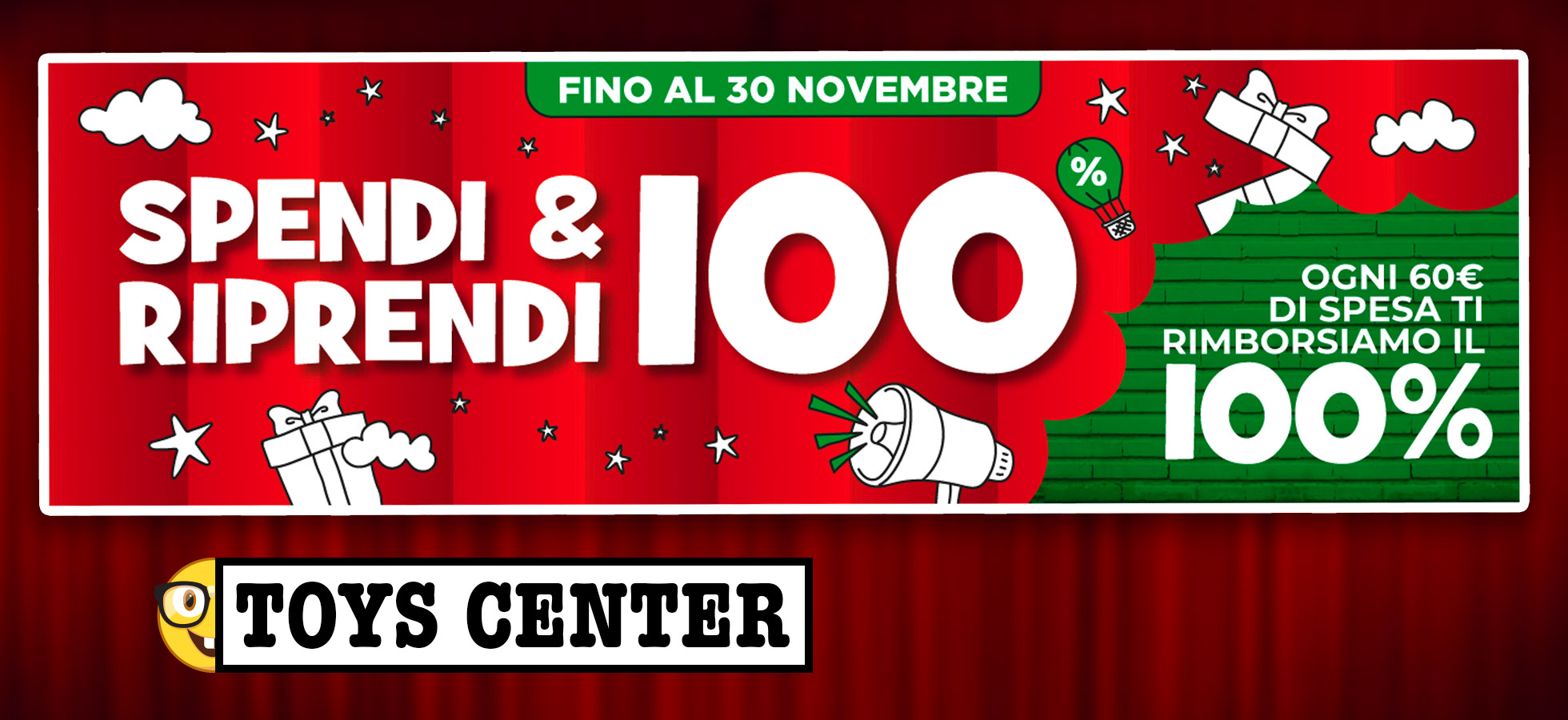 Spendi e Riprendi 100 su Toys Center: promozione attiva tutto novembre!